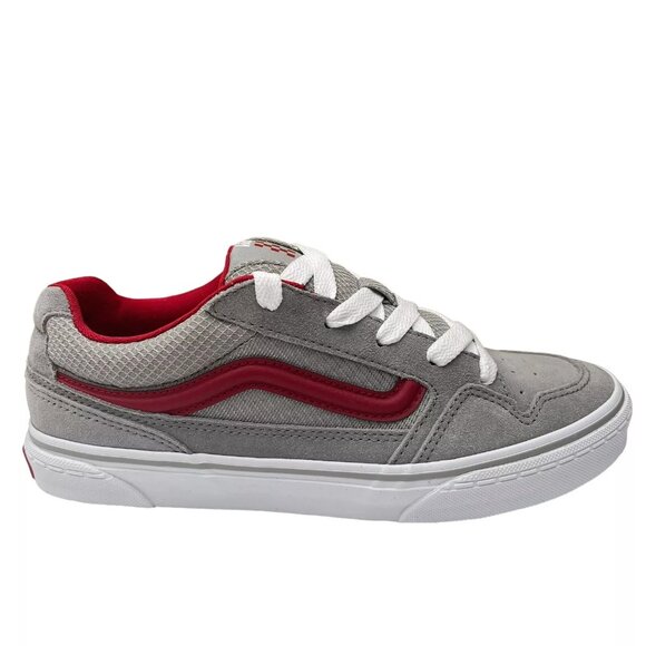 Vans Caldrone Youth Boy's Suede Sneakers Size 5 Gray-Red Classic Stylish Shoes